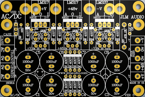 AC/DC 3 Rail Power Supply v5 Easy Mount PCB